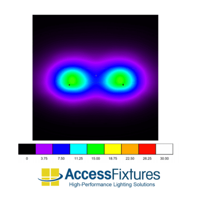 Bocce LED Lighting - 2 Pole 12' x 70', 11fc, 2.83 max/min