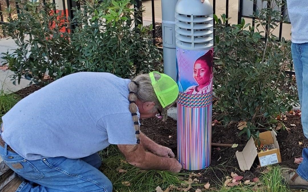 Bollard Lighting as Art in Denton, Texas