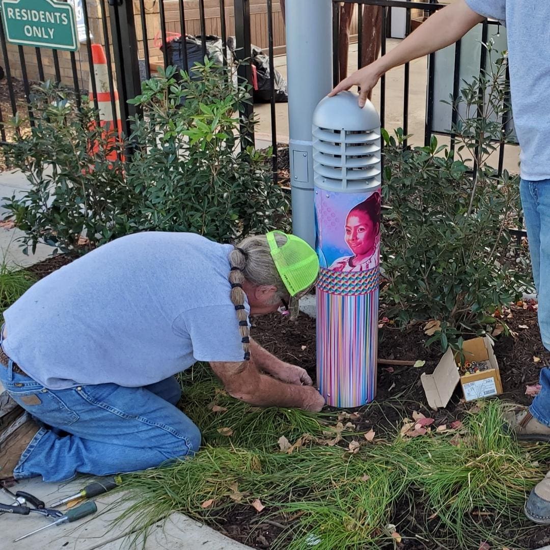 Bollard Lighting as Art in Denton, Texas