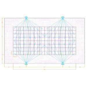 Football Field Lighting, 360' x 160', 4 70' Poles, 51fc, 1.74 max/min