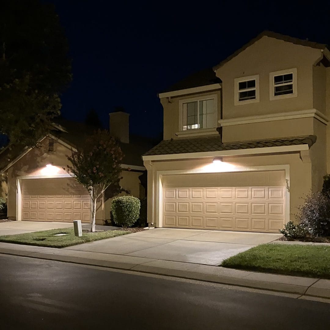 LED wall packs mounted over a loading dock