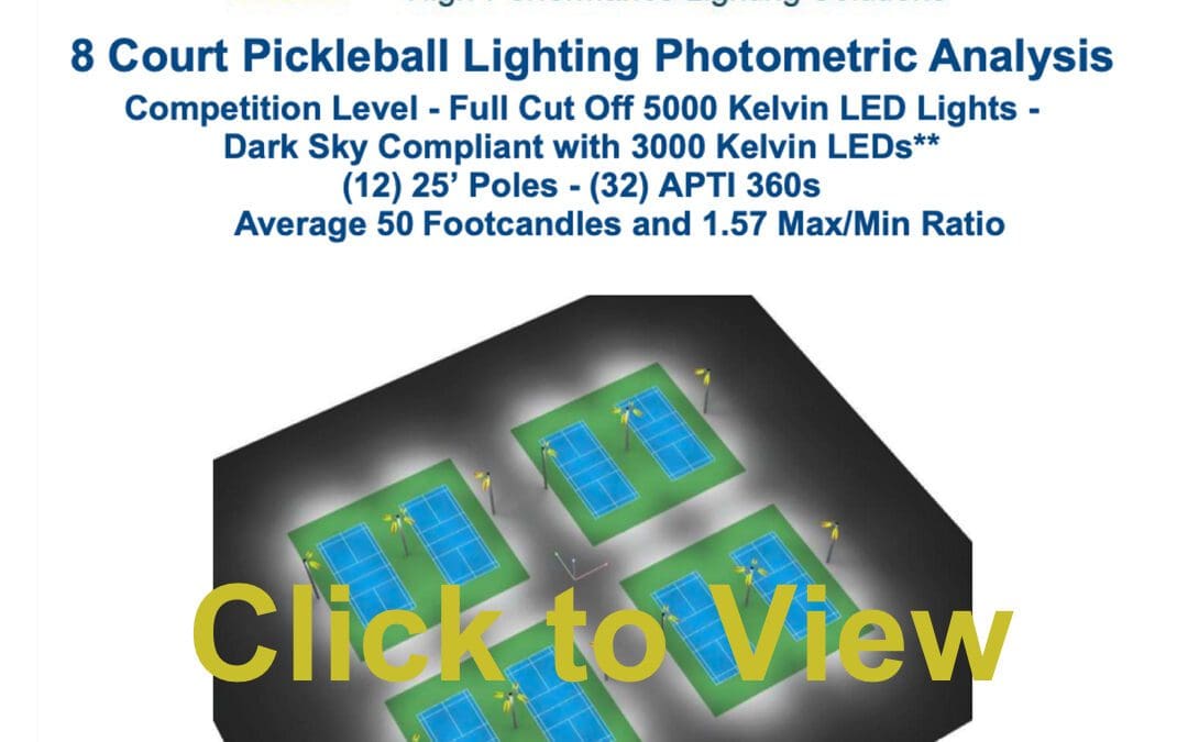 8 Court pickleball court lighting photometric study