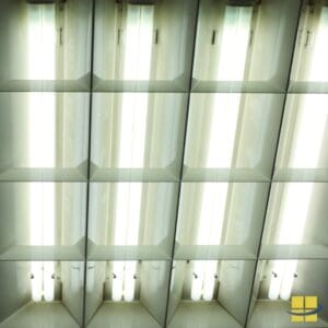 History of Lighting - Fluorescent Light Bulbs in Fixture