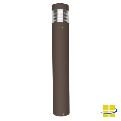 BORB 42-inch round flat-top louvered LED bollard light in bronze finish with field-selectable wattage and color temperature