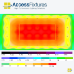 Indoor Tennis Court LED Lighting Package -108fc, 1.11 Max/min 28 240w LED Lights, mounted 25'