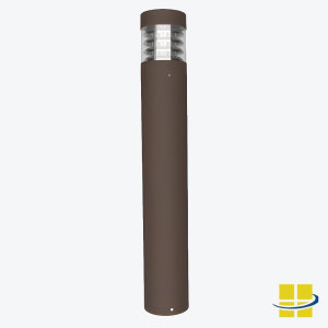 BORB 42-inch round flat-top louvered LED bollard light in bronze finish with field-selectable wattage and color temperature.